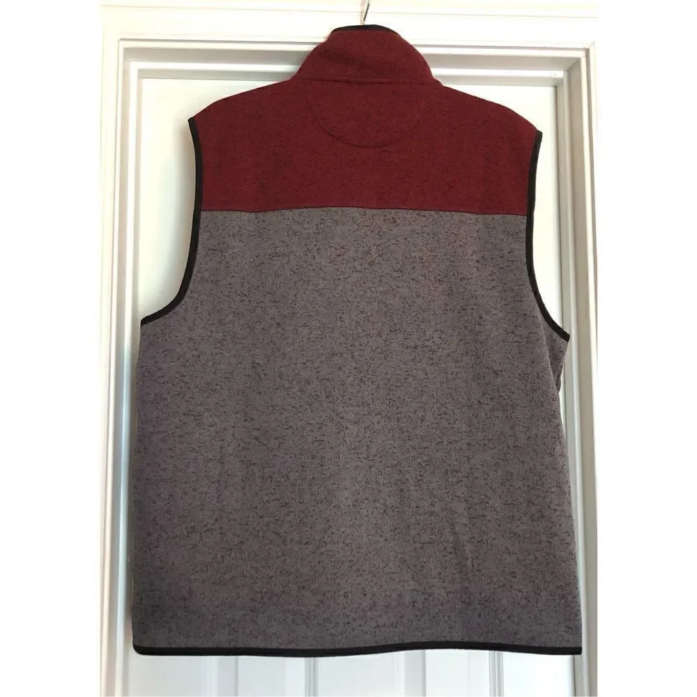 CLUB ROOM - NWT - M Sz L Colorblock Fleece Sweater Vest/Maroon & Grey. SO NICE!